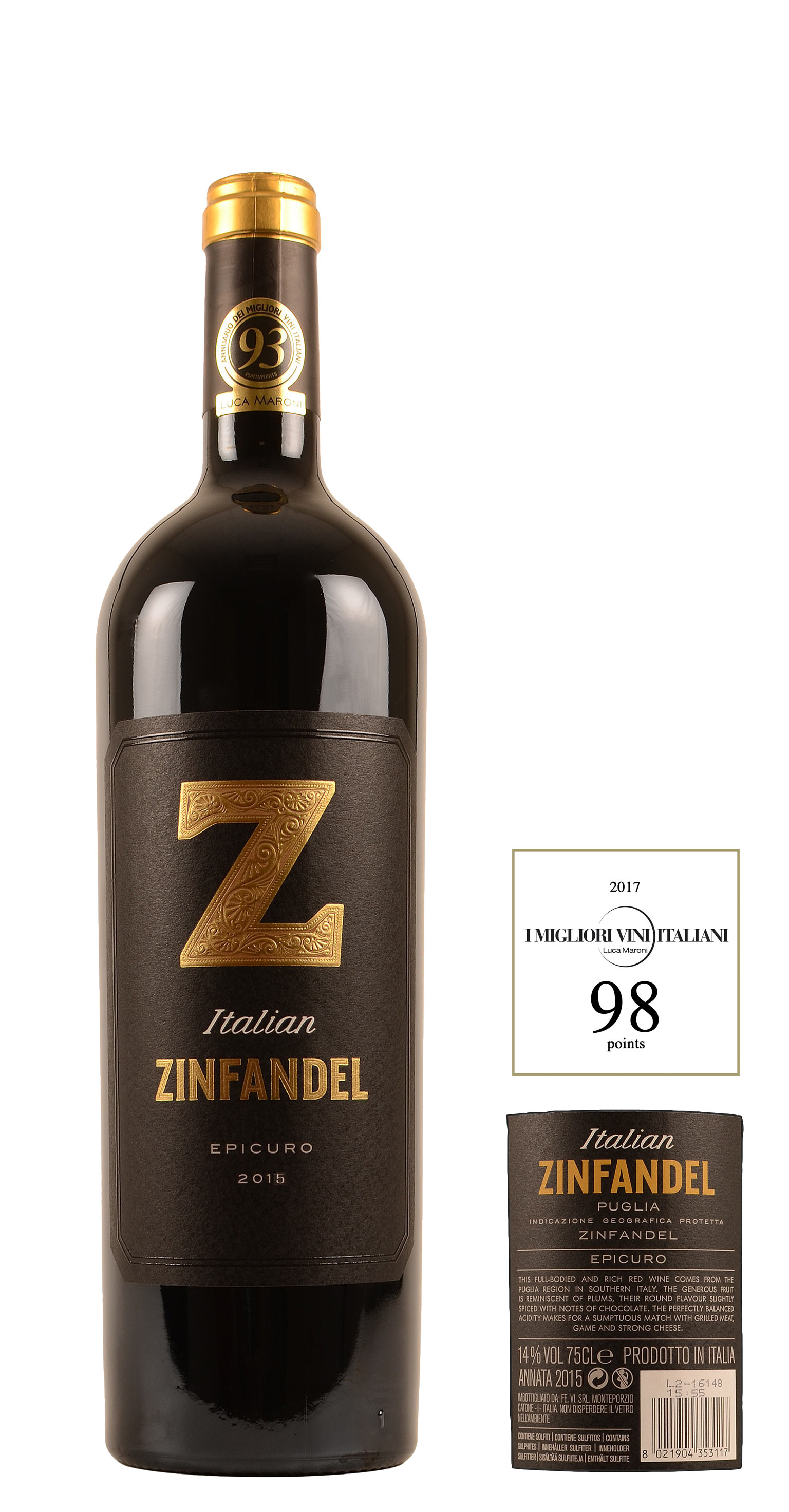 2015 Epicuro Italian Zinfandel 0,75 Ltr. Rosso Het Wijnhuis