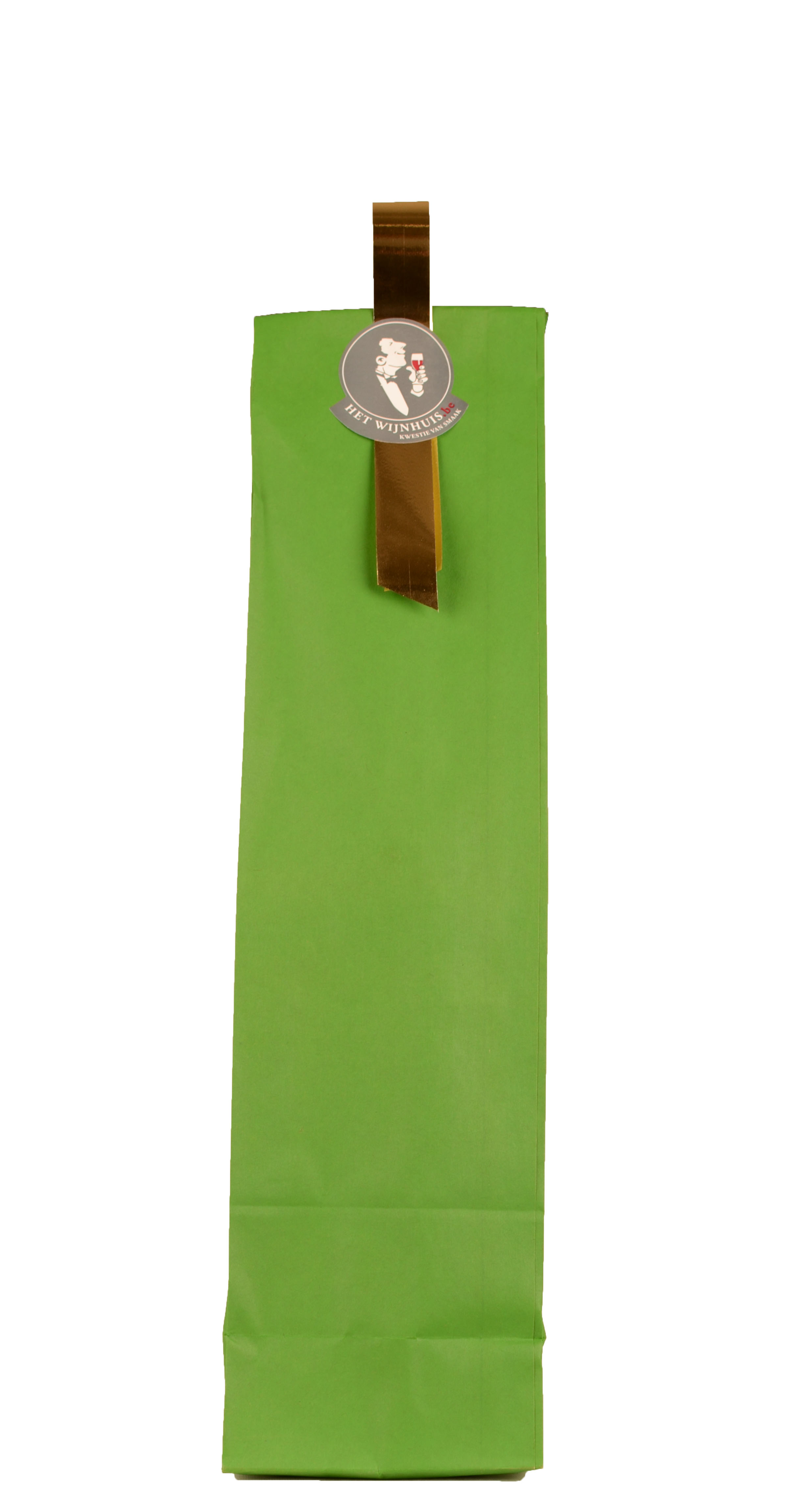 afbeelding van Papieren geschenkzak - Groen -  1 fles